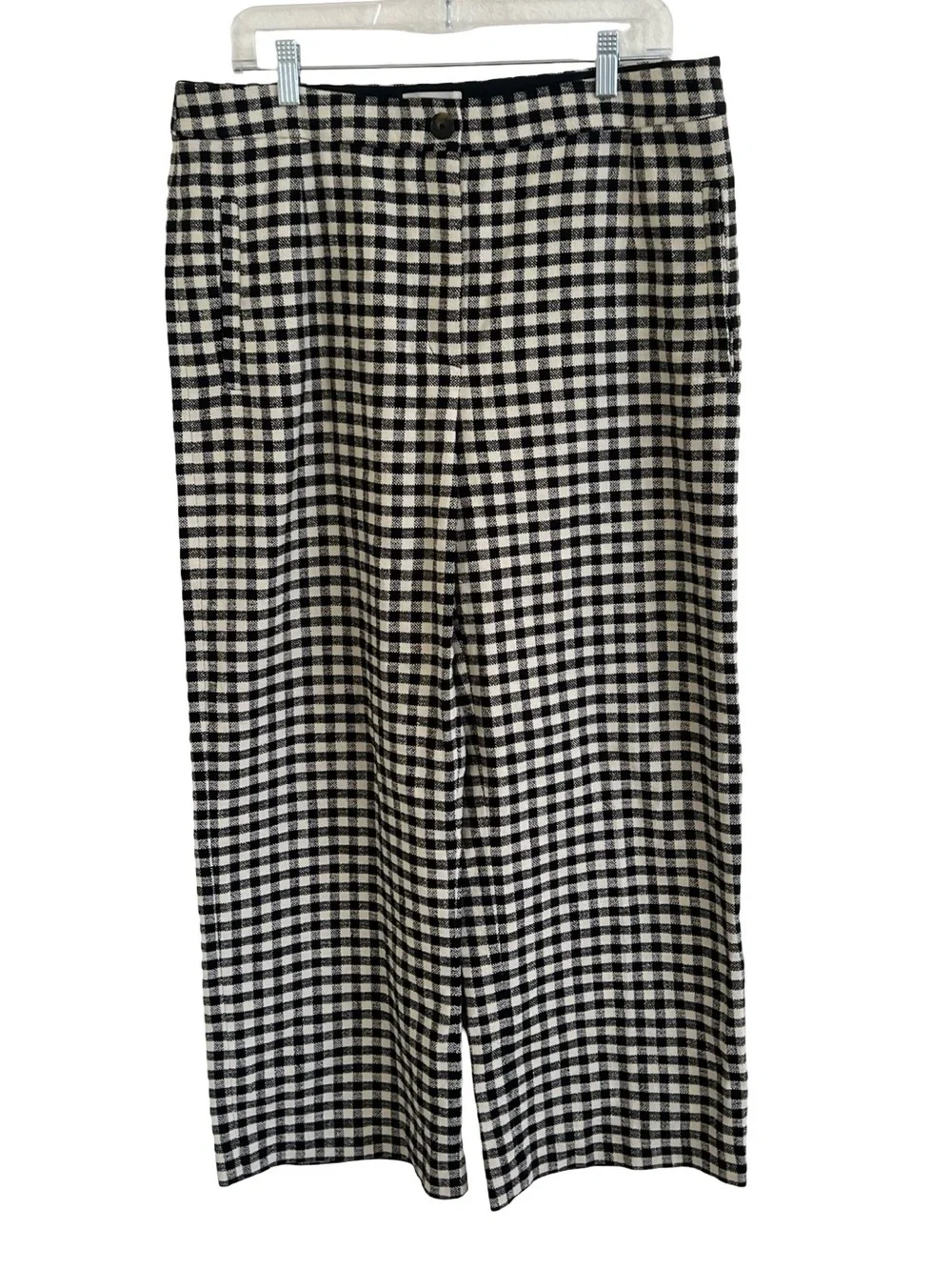 Sezane Martin Crop Trousers in Black and Ecru Gingham FR 44 / US 12